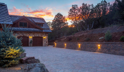 Paver Driveway Installation - Landscaping with lighting